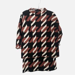 Geometric Patterned Sweater & Skirt Set